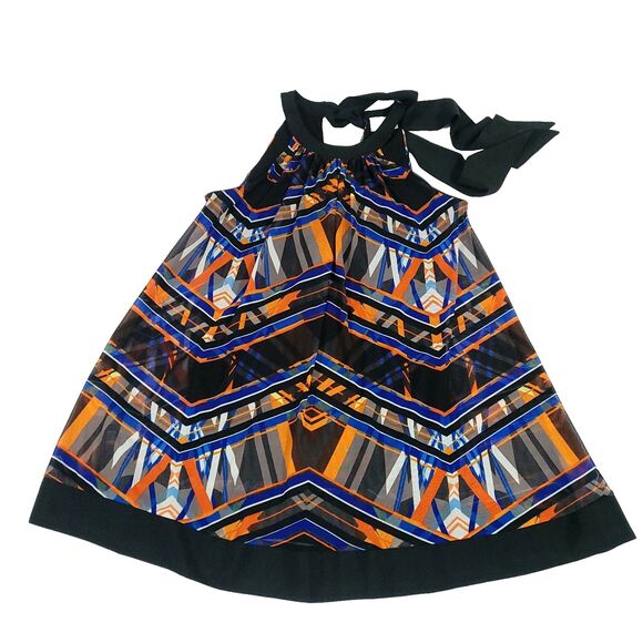 Beige ECI Y2K abstract Halter Tie Top S tunic lined art to wear lagan look - Picture 1 of 9